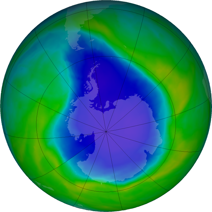 Antarctic ozone map for 19 November 2015